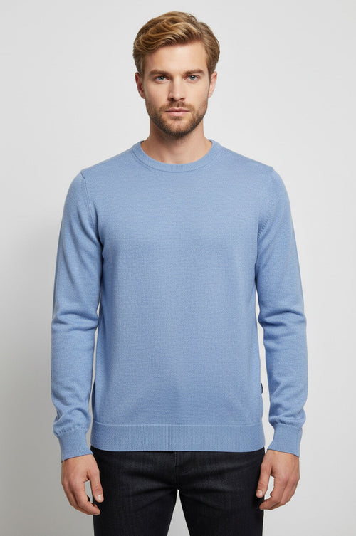 Blue Crew Neck Sweater - Wessi