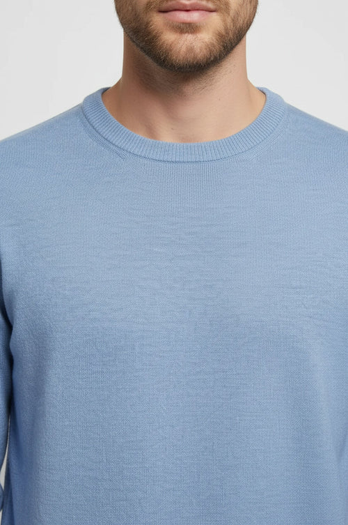 Blue Crew Neck Sweater - Wessi