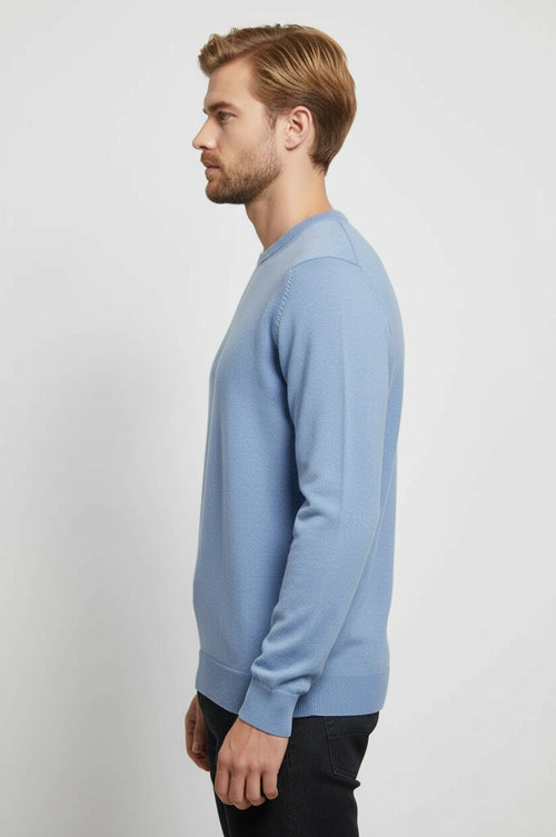 Blue Crew Neck Sweater - Wessi