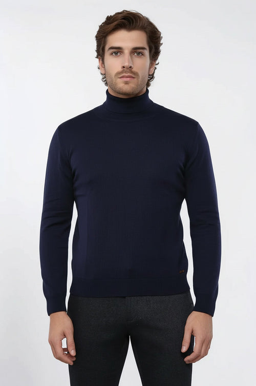 Turtleneck Navy Blue Sweater | Wessi