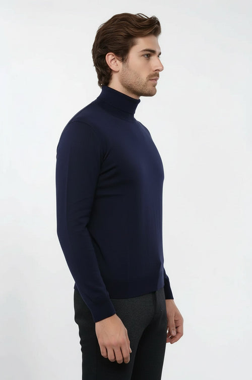 Turtleneck Navy Blue Sweater | Wessi