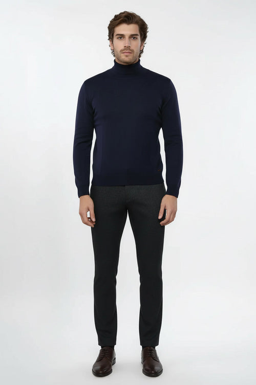 Turtleneck Navy Blue Sweater | Wessi
