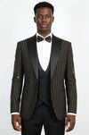 Black Gold Rhinestone Stripe Peak Lapel Tuxedo Suit – Wessi