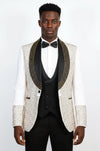 White Gold Greek Key Rhinestone Shawl Lapel Tuxedo Suit – Wessi