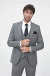 Three Piece Slim Fit Single Button Grey Men Suit