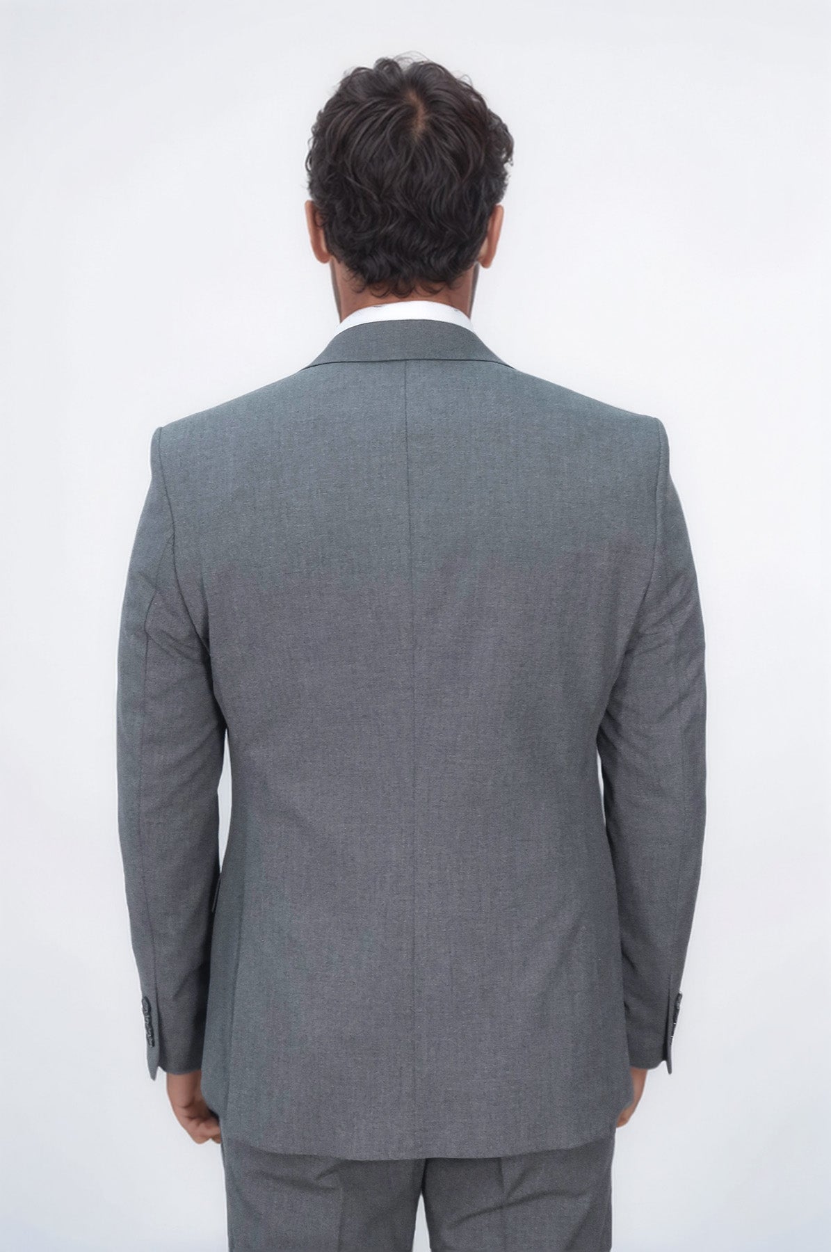 Three Piece Slim Fit Single Button Grey Men Suit