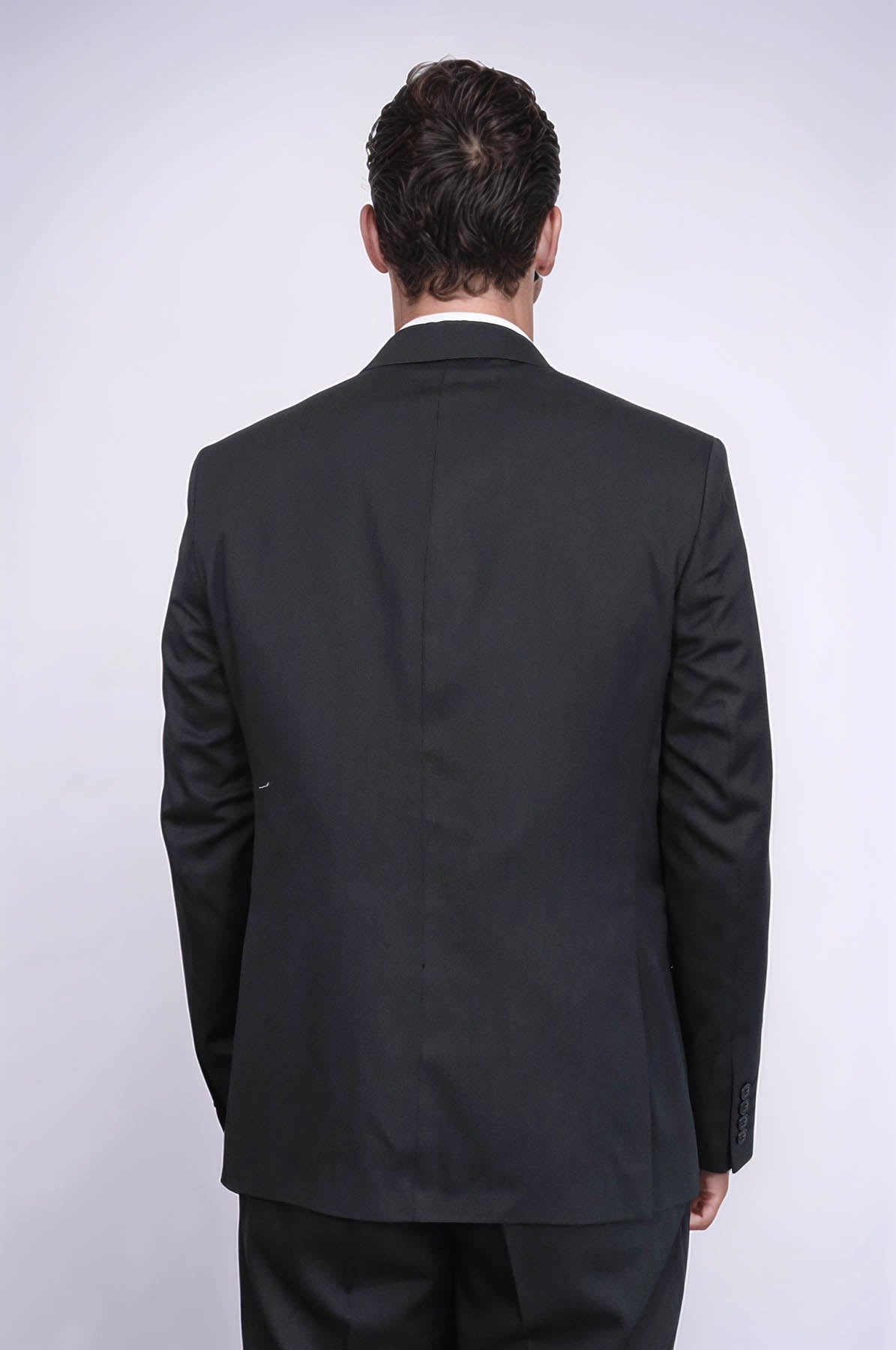 3 -Piece Single Button Peak Lapel Black Men Suit - Wessi