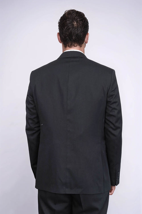 3 -Piece Single Button Peak Lapel Black Men Suit - Wessi
