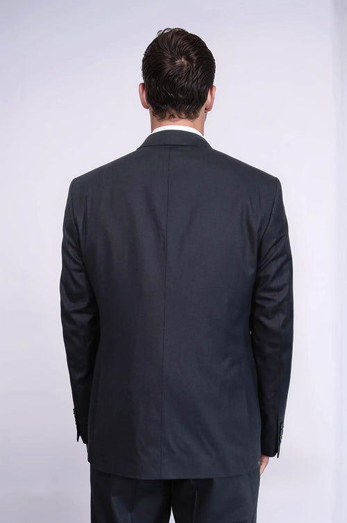 3 -Piece Single Button Peak Lapel Dark Blue Men Suit - Wessi