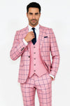 Slim Fit Patterned Pink Men Combination Suit - Wessi