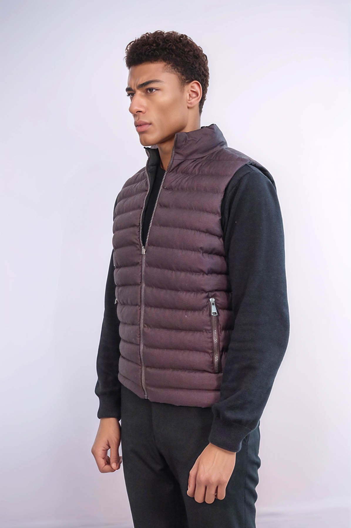Reversible Puffer Brown Men Down Vest - Wessi