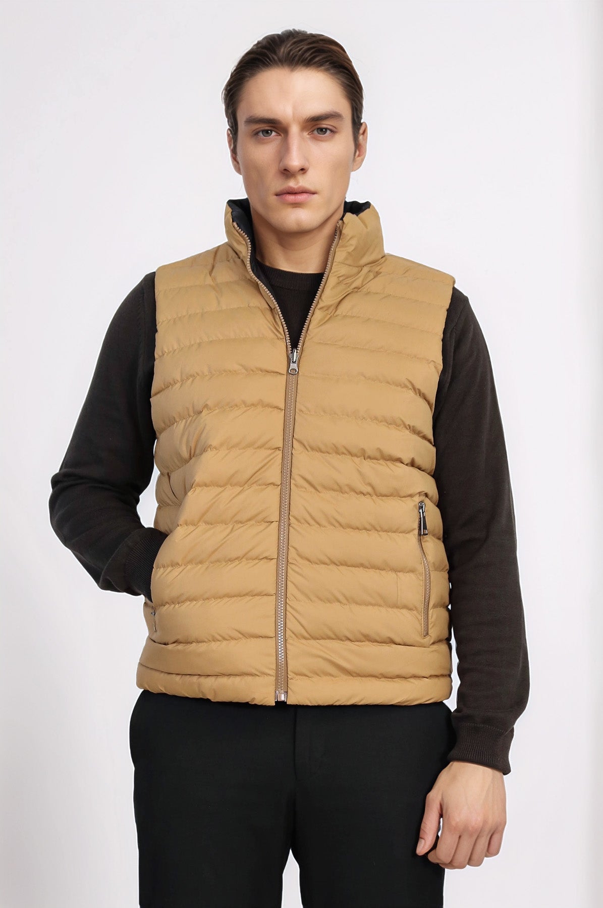 Reversible Puffer Yellow Men Down Vest - Wessi