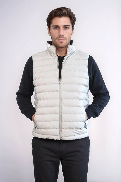 Reversible Puffer Cream Men Down Vest - Wessi