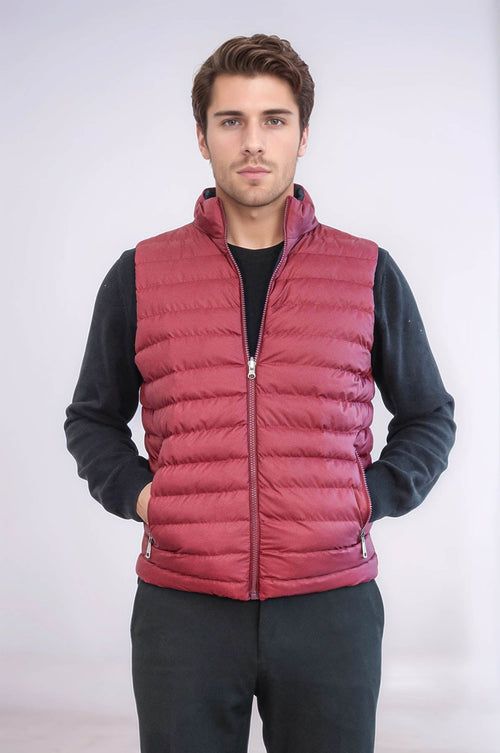 Reversible Puffer Burgundy Men Down Vest - Wessi