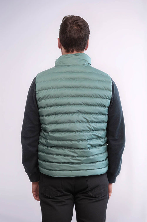 Reversible Puffer Oil Green Men Down Vest - Wessi