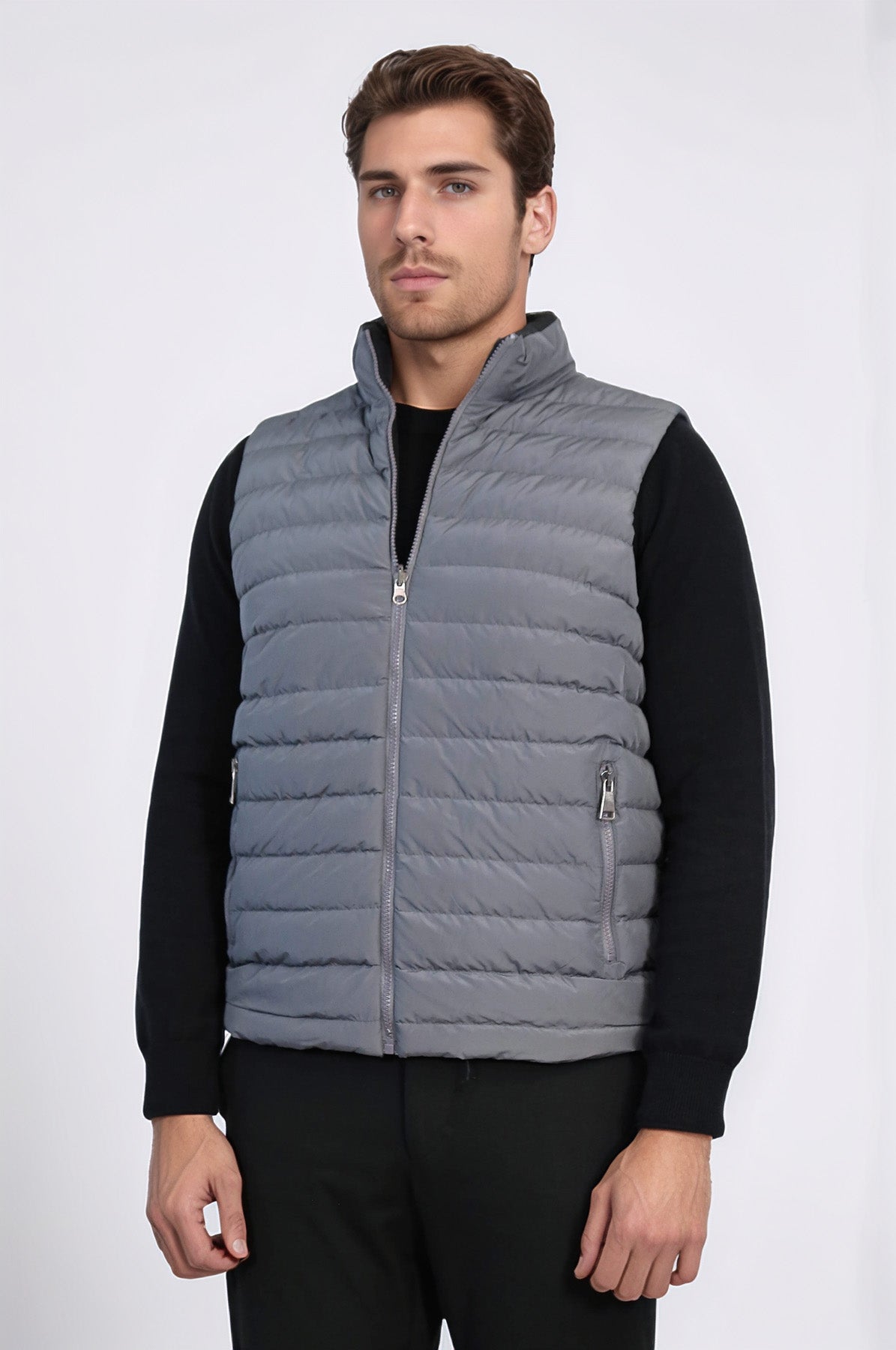 Reversible Puffer Grey Men's Down Vest - Wessi
