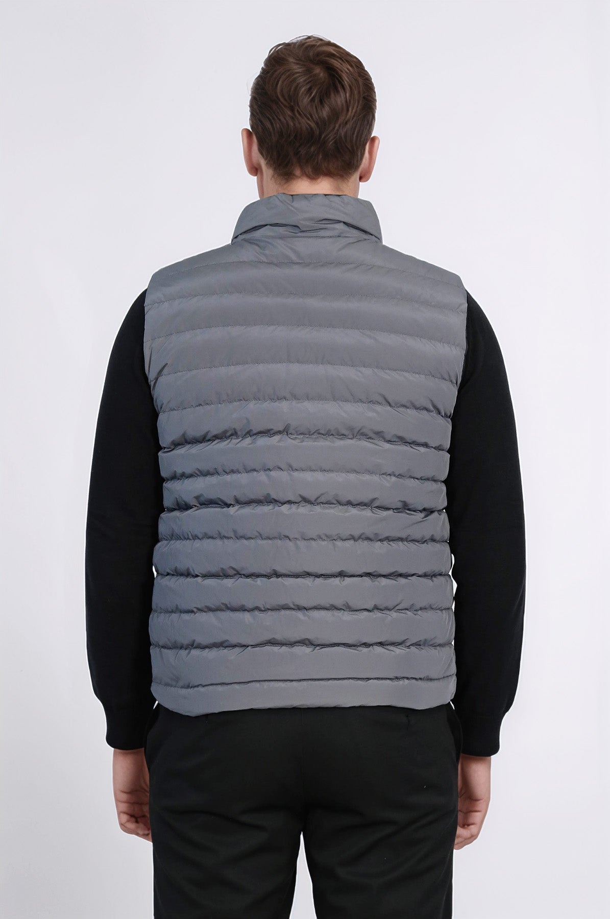 Reversible Puffer Grey Men's Down Vest - Wessi
