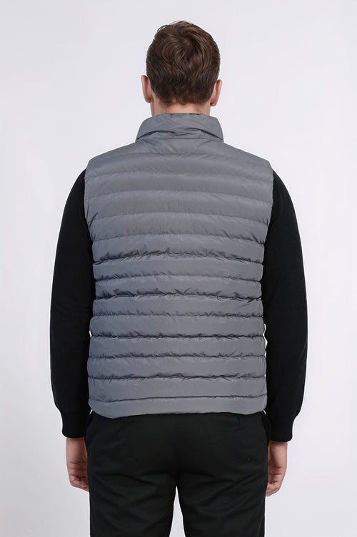 Reversible Puffer Grey Men's Down Vest - Wessi