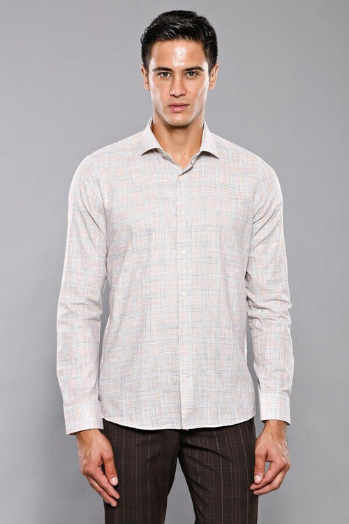 Checked Beige Shirt - Wessi