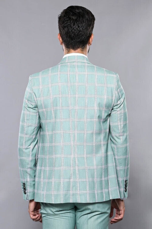 Checked Light Green Vested Suit | Wessi