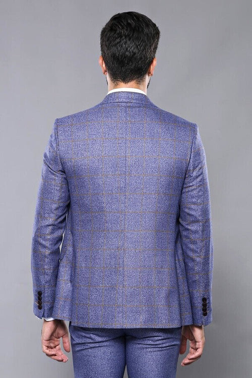 Checked Blue Men's Suit - Wessi