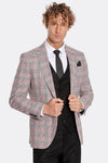 Checked Slim Fit Burgundy Men Suit - Wessi