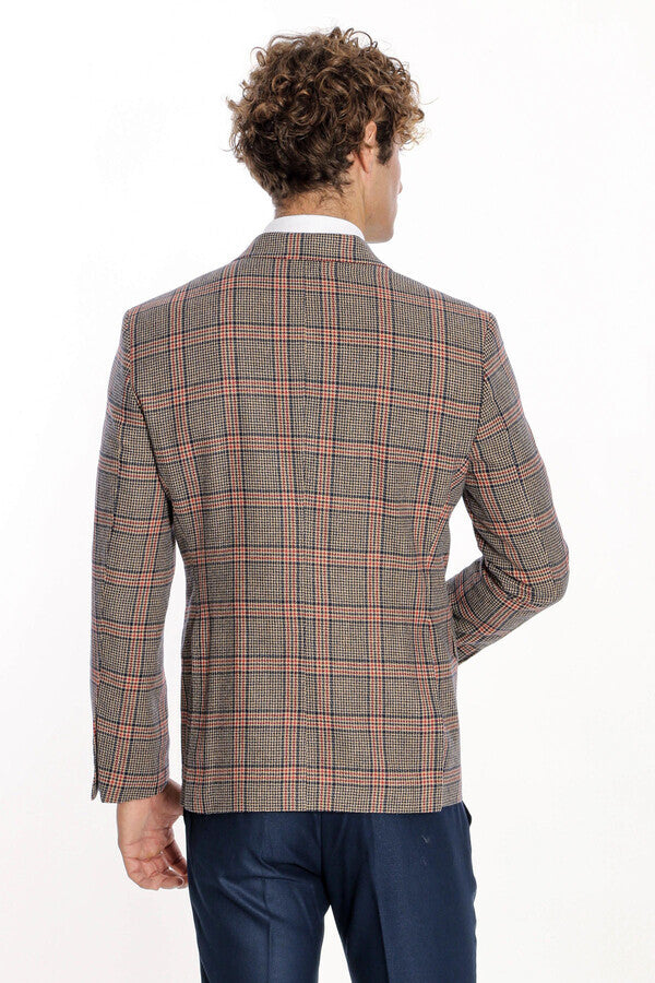 Checked Navy Blue Men Blazer - Wessi