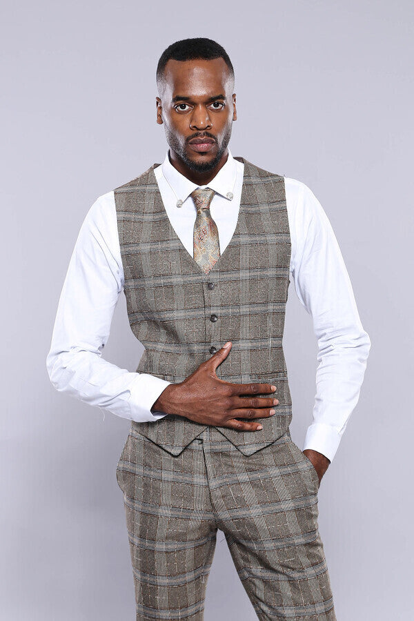 Checked Brown Vest | Wessi