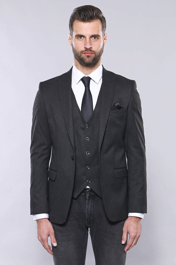 Smoked Plain Blazer Vest Set | Wessi