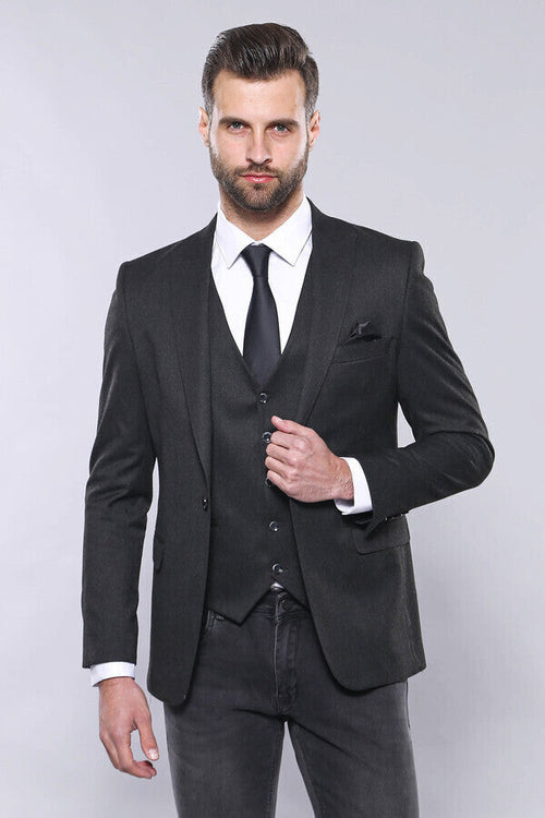 Smoked Plain Blazer Vest Set | Wessi