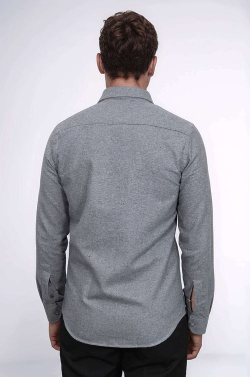 Plain Slim Fit Grey Men Lumberjack Men Shirt - Wessi