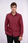 Slim Fit Cotton Plain Burgundy Men Lumberjack Shirt - Wessi