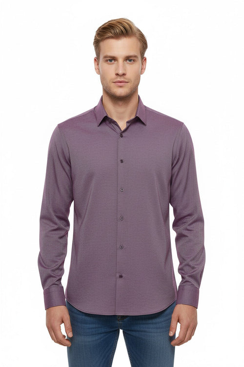 Burgundy Patterned Long Sleeve Shirt - Wessi