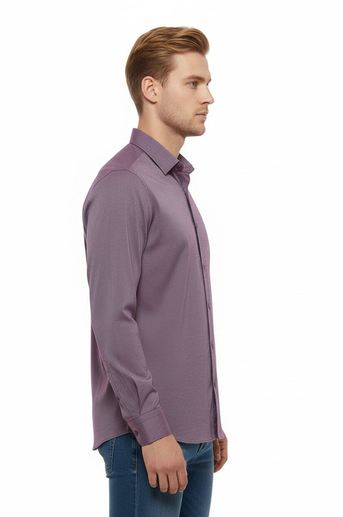 Burgundy Patterned Long Sleeve Shirt - Wessi