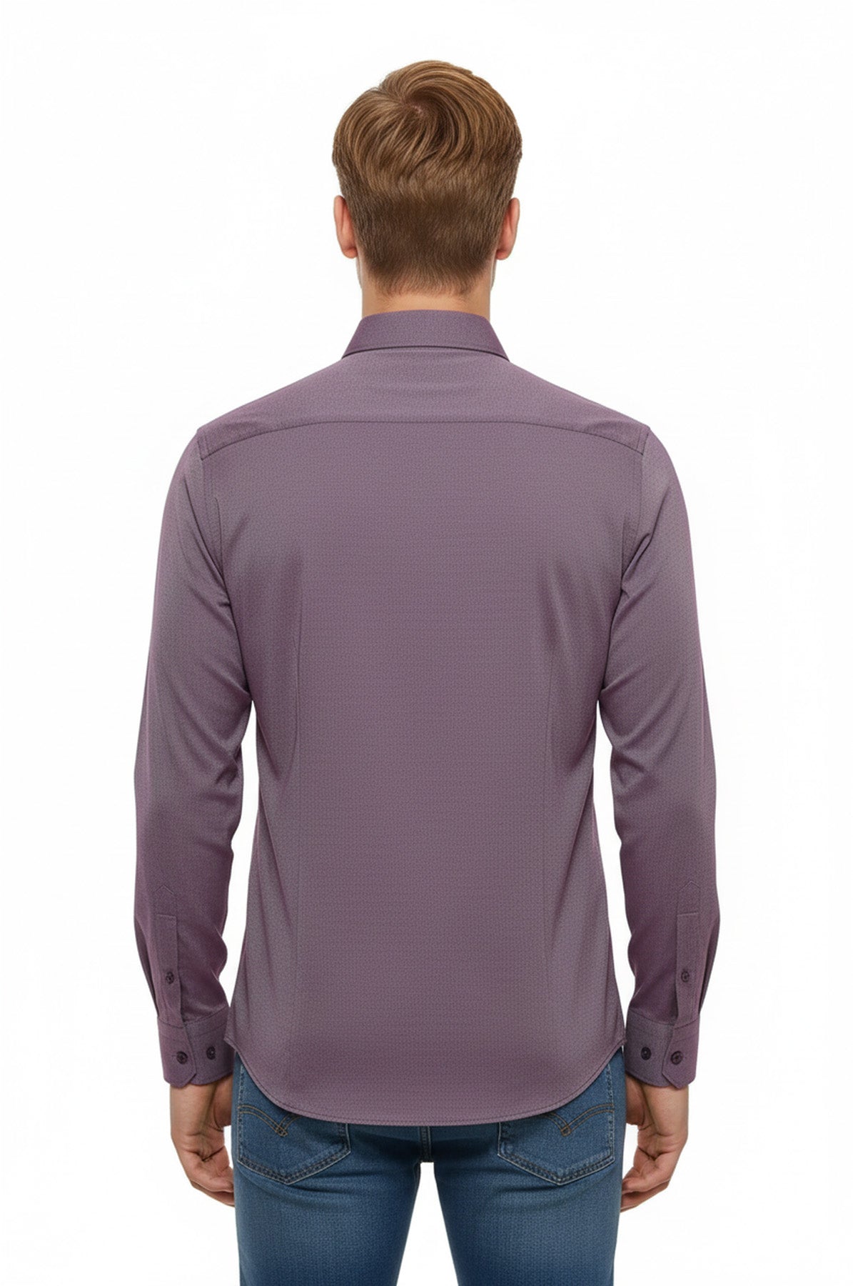 Burgundy Patterned Long Sleeve Shirt - Wessi