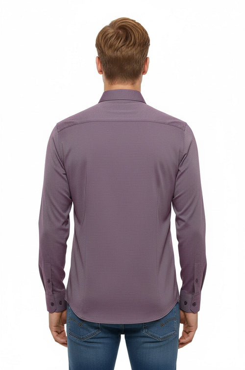 Burgundy Patterned Long Sleeve Shirt - Wessi