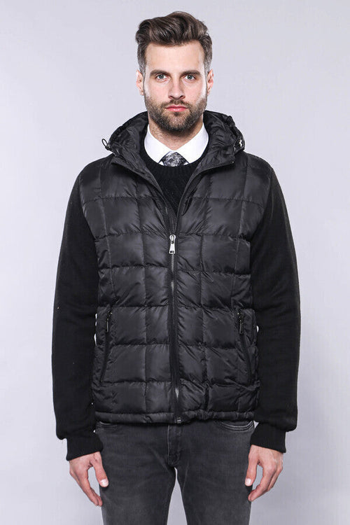 Hooded Black Coat Jacket | Wessi
