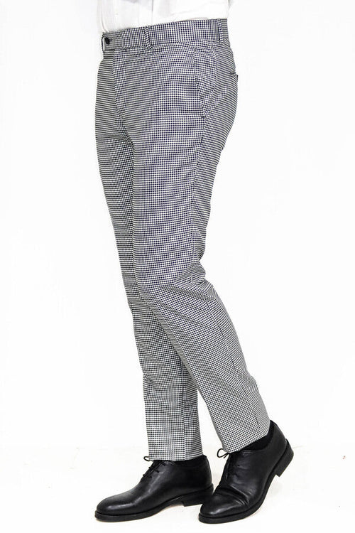Houndstooth Patterned Black Men Pants - Wessi