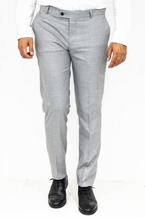 Houndstooth Patterned Grey Men Pants - Wessi