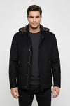 Zippered Sleeve Hooded Black Men Coat - Wessi