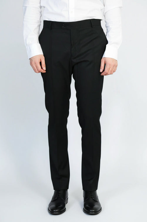 Slim Fit Plain Black Classic Men's Trousers – Wessi