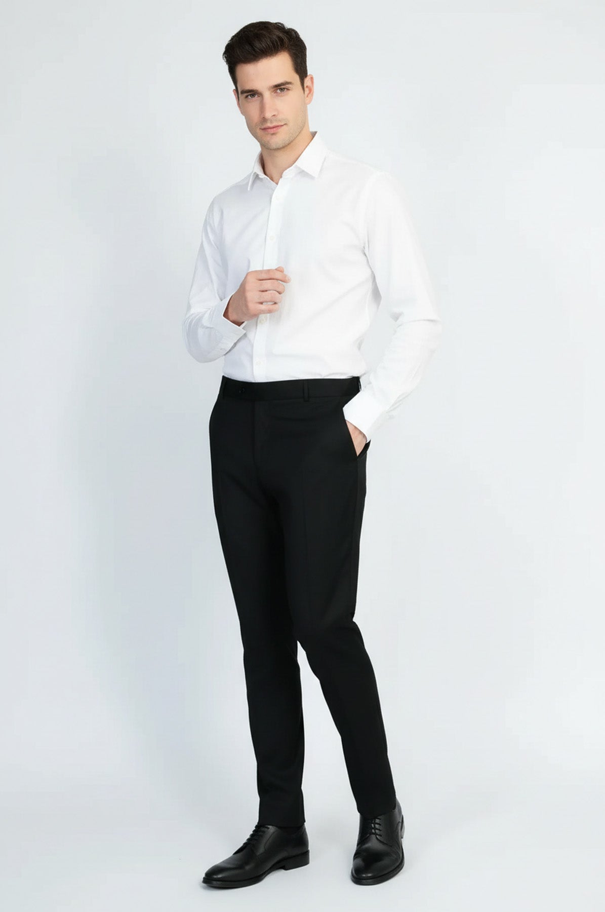 Slim Fit Plain Black Classic Men's Trousers – Wessi