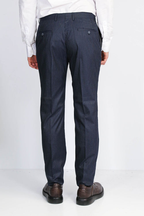 Navy Striped Modern Fit Dress Trousers – Wessi