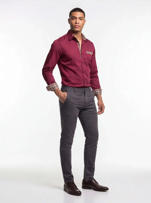 Men's Formal Slim Fit Long Sleeve Button-Up Shirt with Pocket Koala Sydney 
