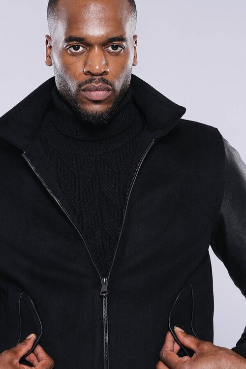 Leather Sleeve Black Cachet Coat | Wessi
