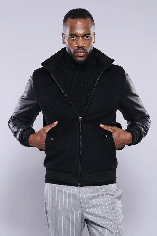 Leather Sleeve Black Cachet Coat | Wessi