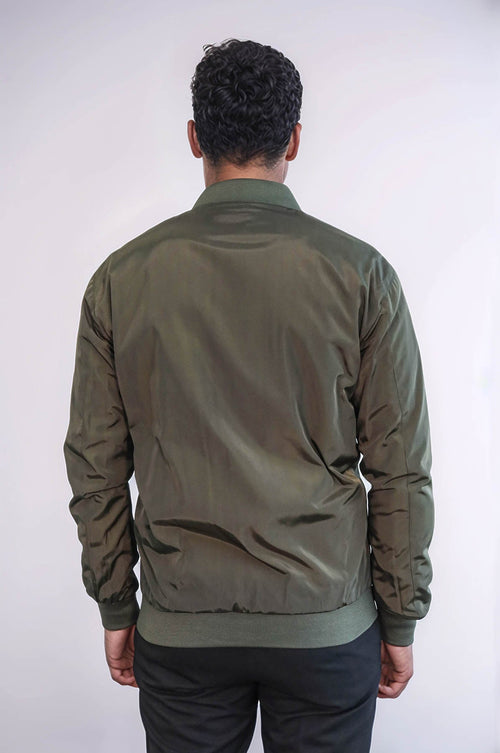Zippered Flap Pockets Khaki Men Bomber Coat - Wessi