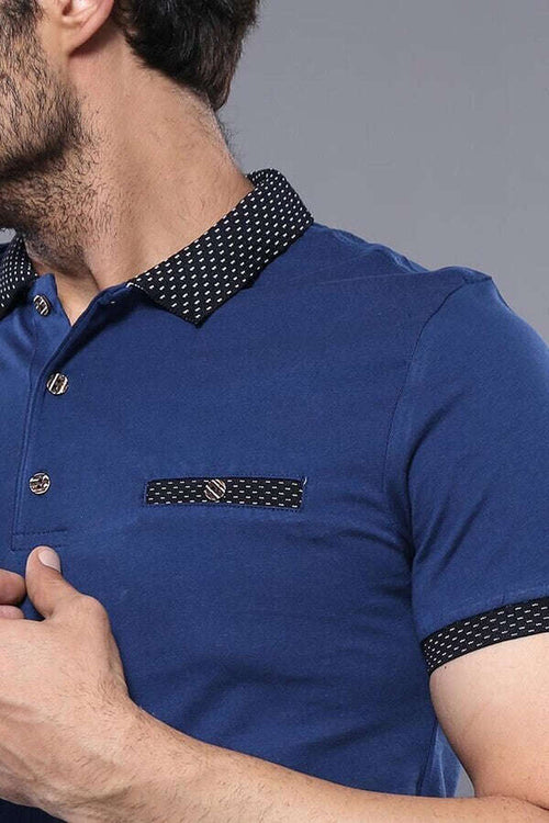 Men's Blue Polo Shirt Navy Detailed | Wessi