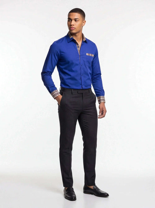 Men's Formal Slim Fit Long Sleeve Button-Up Shirt with Pocket Koala Sydney 