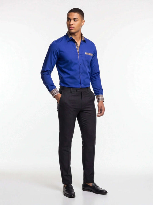 Men's Formal Slim Fit Long Sleeve Button-Up Shirt with Pocket Koala Sydney 